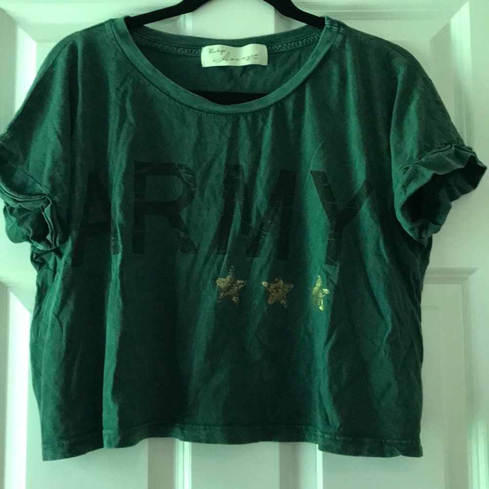 Distressed army crop top